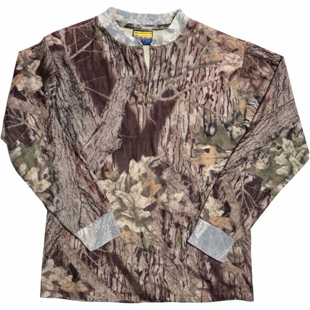 Sasquatch Woodland Camo Fleece Pullover Men’s Large Hunting Long Sleeve